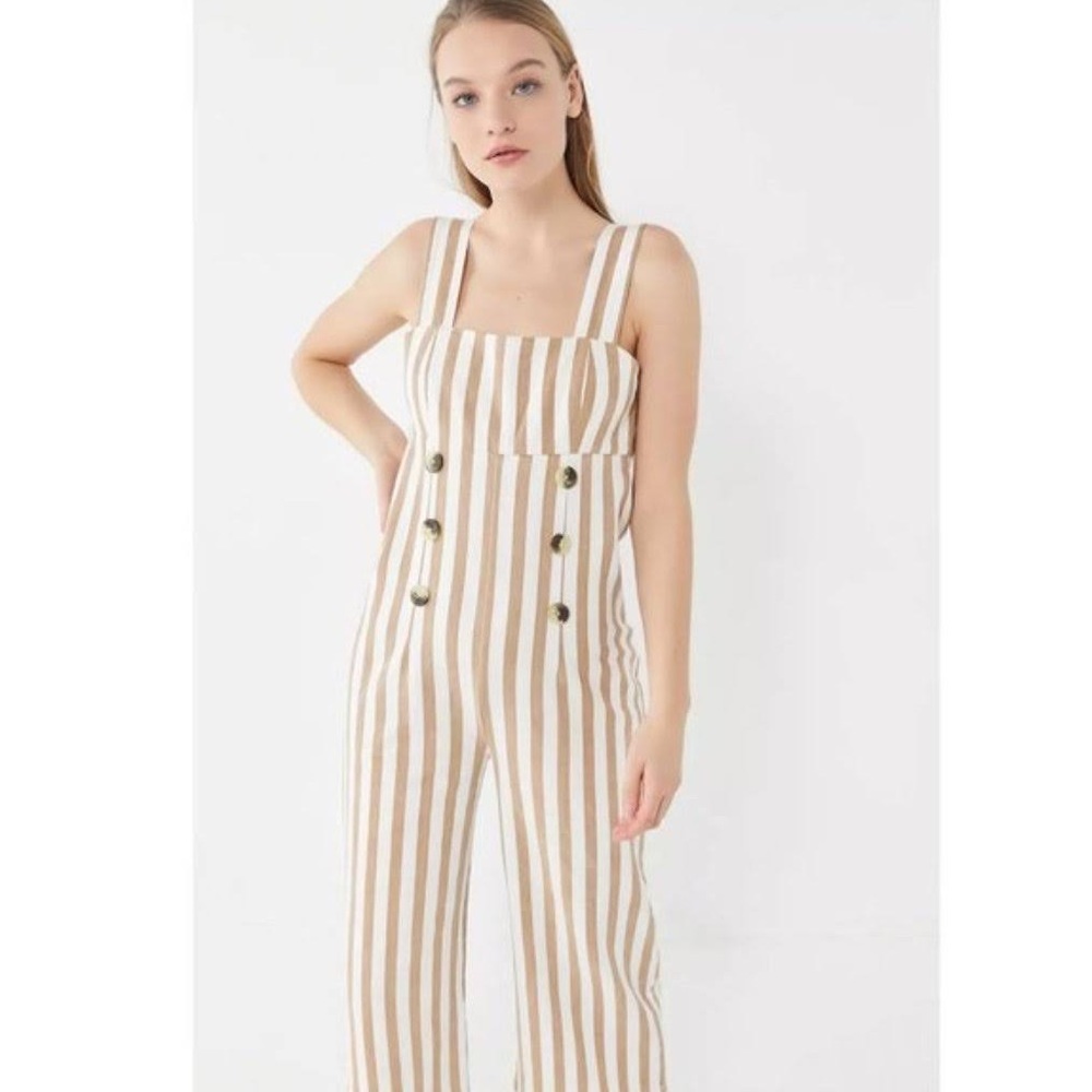 Urban Outfitters Murphy Stripped Adjustable Strap Wide Leg Overalls XS